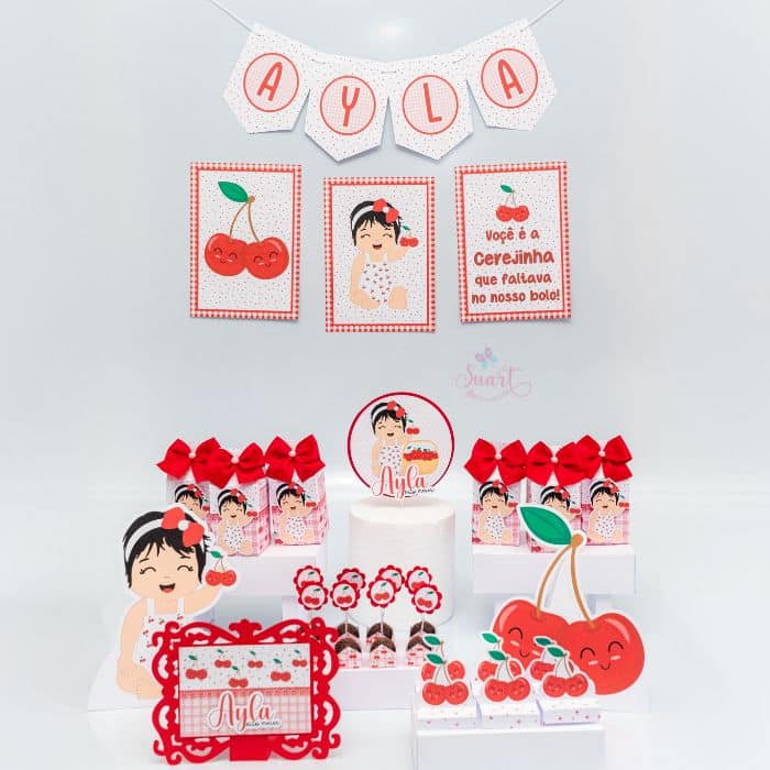 decoração festa cerejinha 1 ano