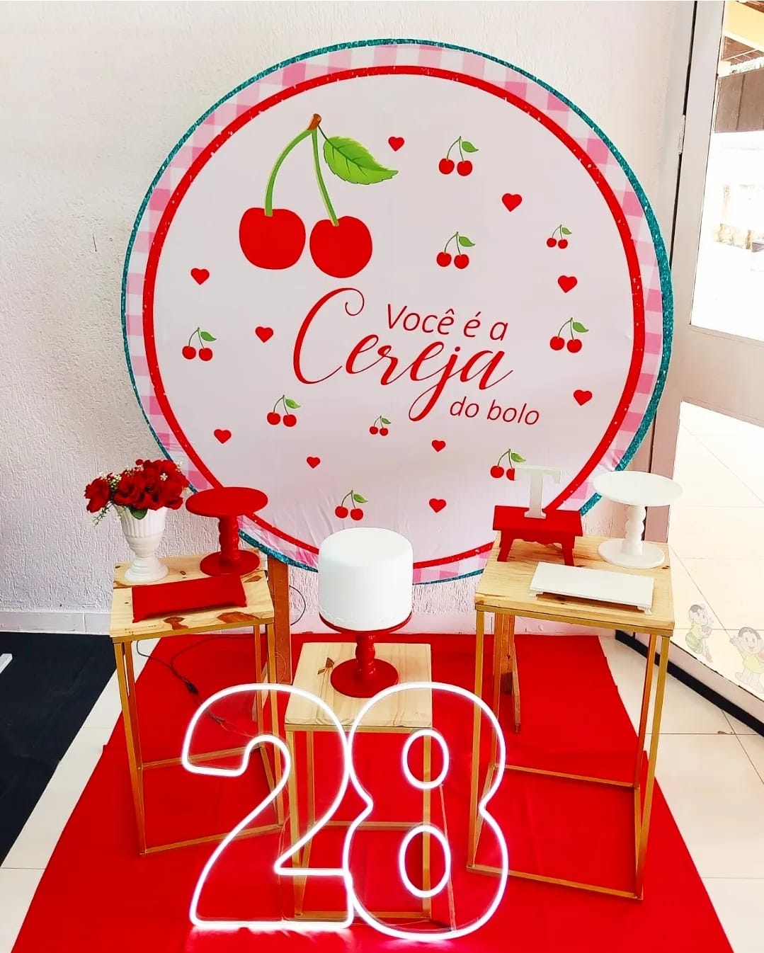 decoração festa cerejinha 1 ano