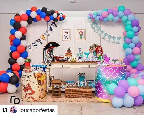 decoracao de festa com 2 temas