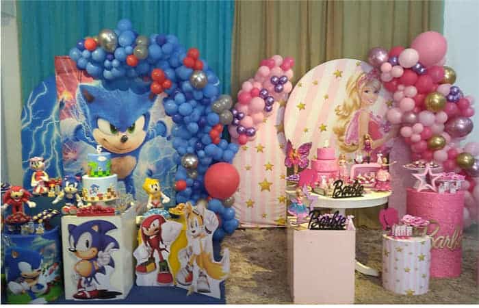 decoracao de festa com 2 temas