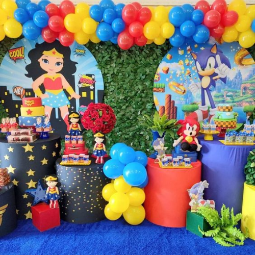 decoracao de festa com 2 temas
