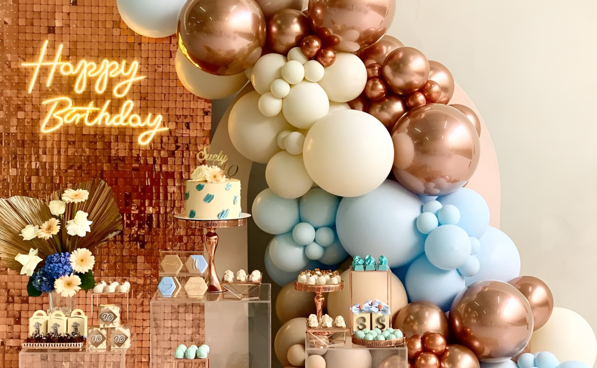 decoração de aniversário minimalista