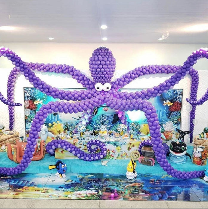 ideias criativas decoração festa fundo do mar