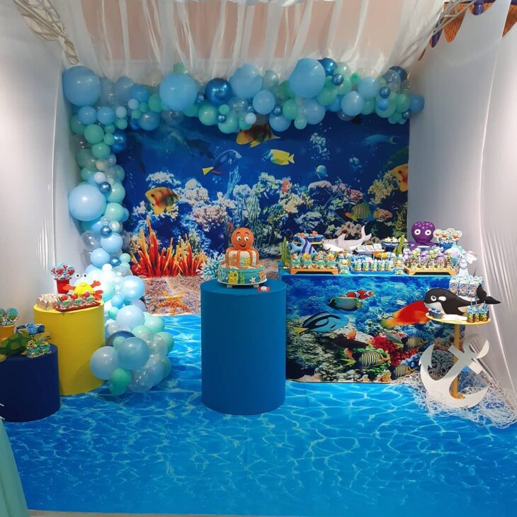 ideias criativas decoração festa fundo do mar