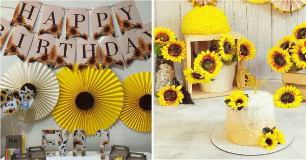 decoração de festa girassol simples vs. elaborada