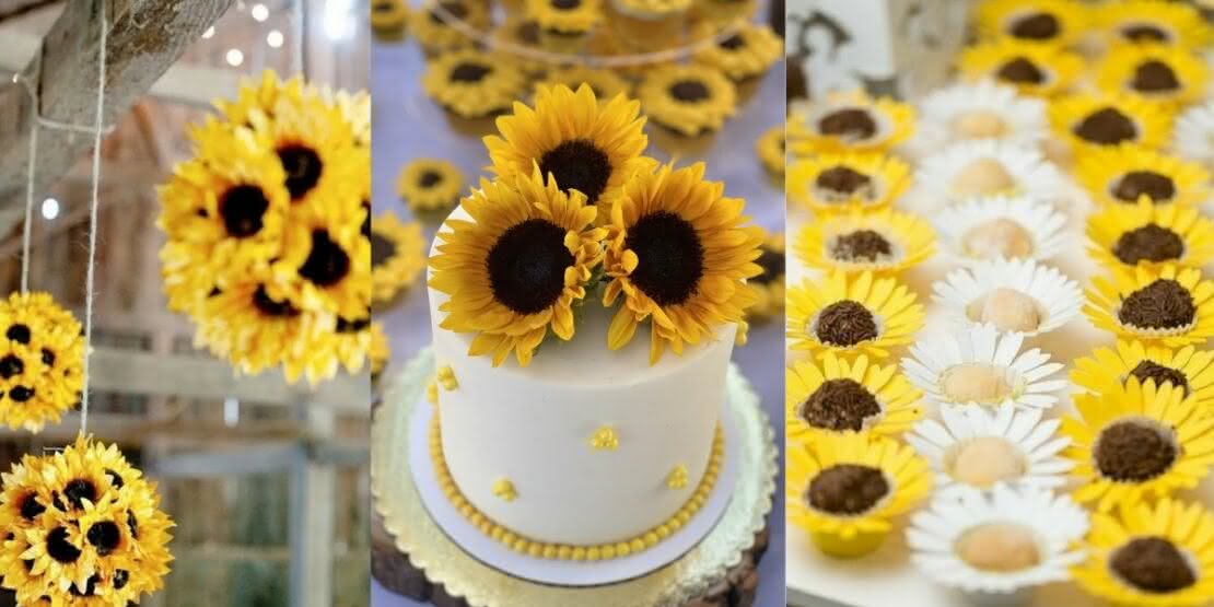 DIY centro de mesa festa girassol simples