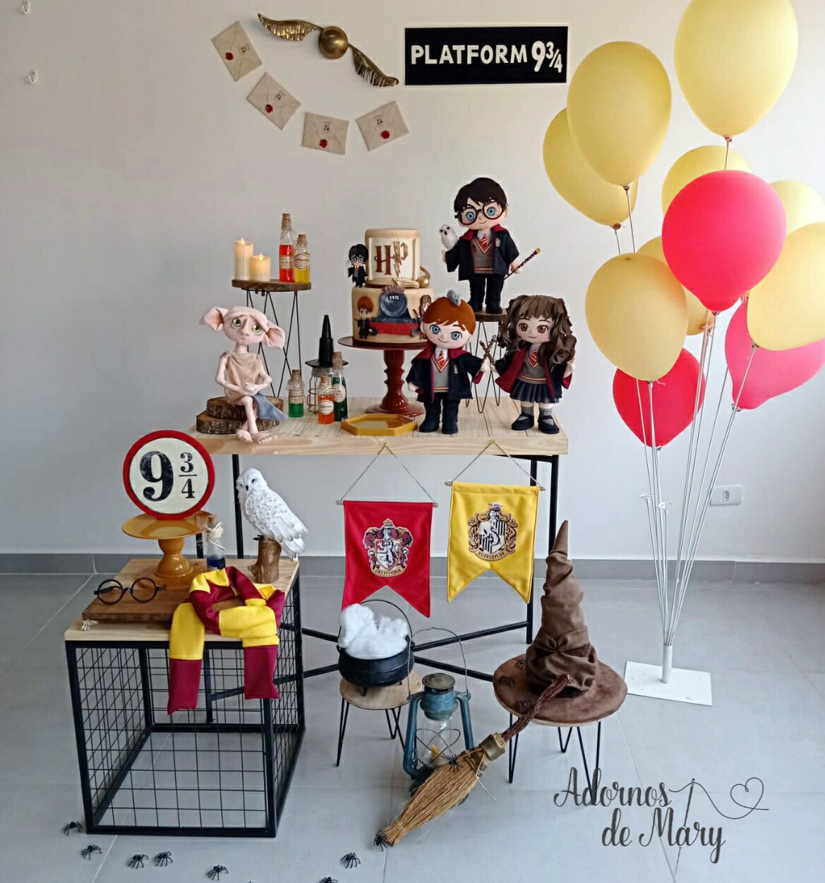 decoração mesa principal festa harry potter