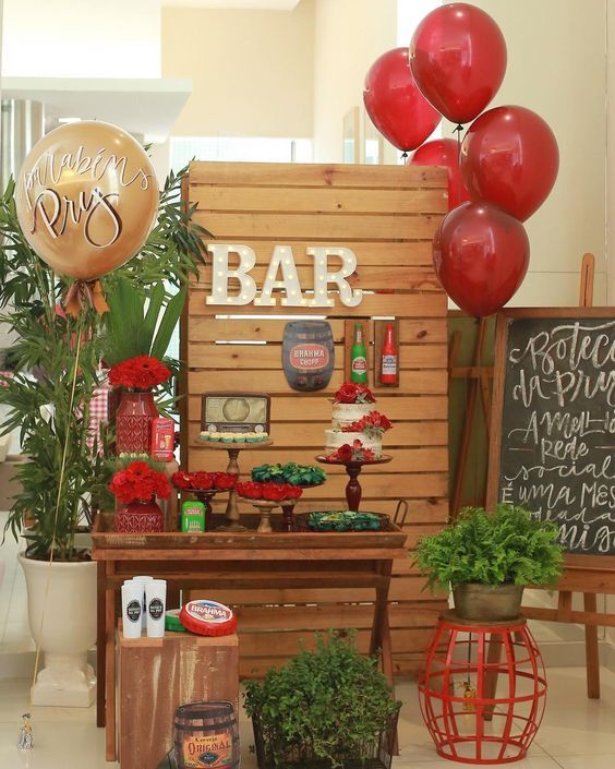 decoração festa masculina boteco