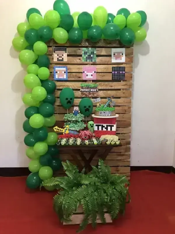 decoração de festa minecraft
