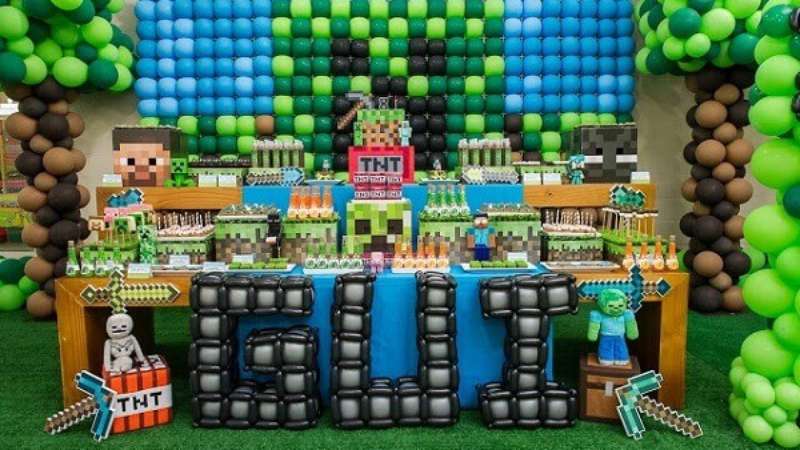 ideias de decoração de festa minecraft para fazer em casa