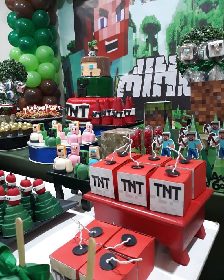 ideias de decoração de festa minecraft para fazer em casa