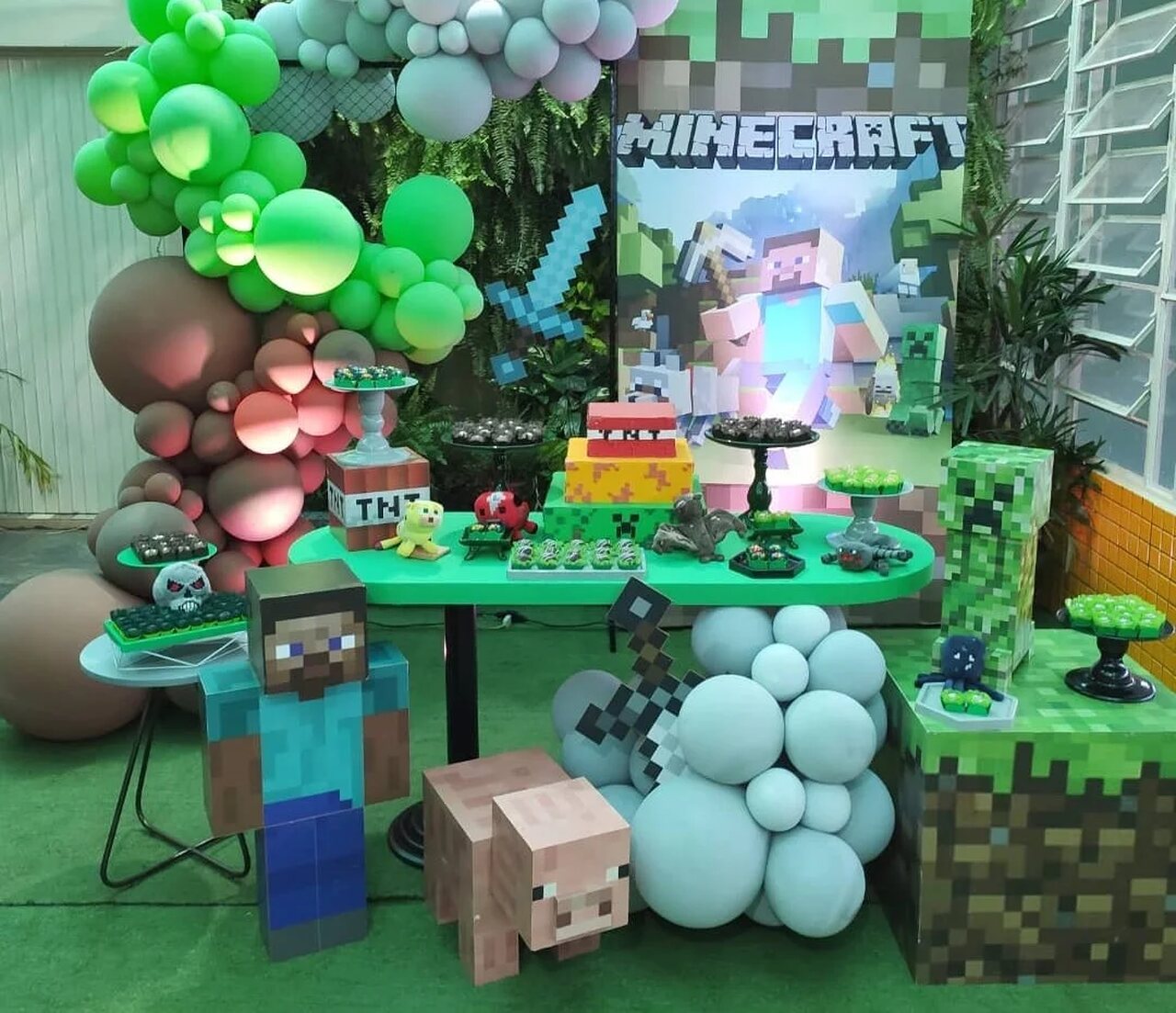 decoração de festa minecraft