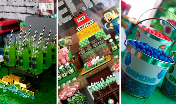 erros comuns na decoração de festa minecraft