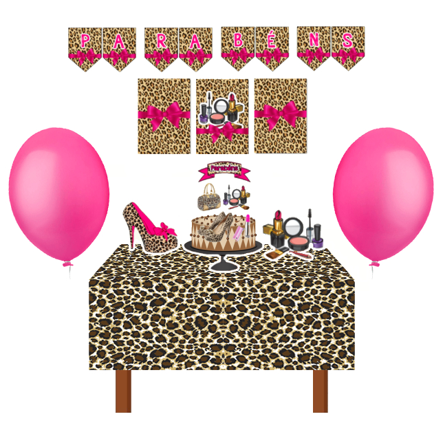 decoração de festa oncinha preta e dourada