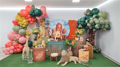 decoração festa rei leão tradicional