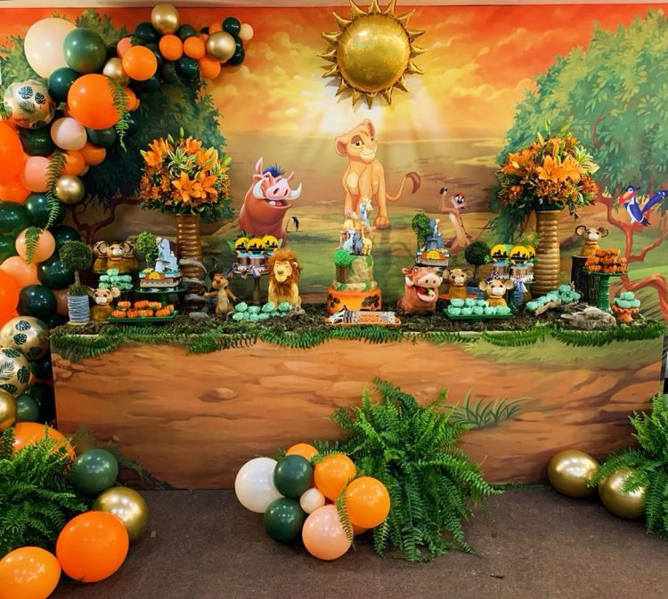 decoração festa rei leão simba baby