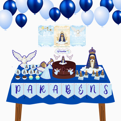 decoração de festa simples azul