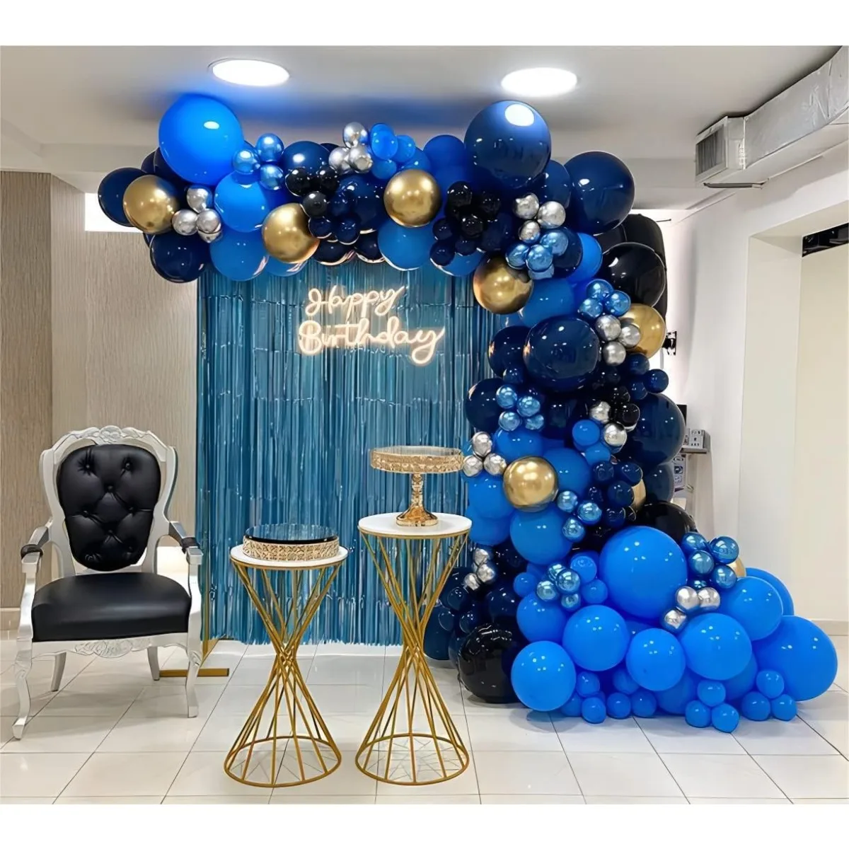 decoração de festa simples azul