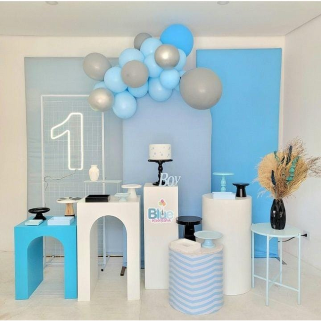 decoração de festa simples azul