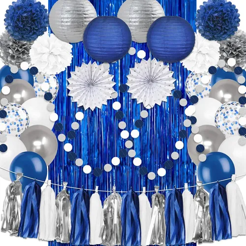 decoração de festa simples azul