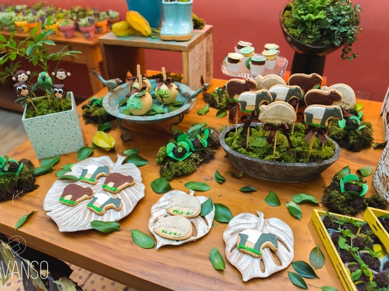 arranjo para ilha gastronômica