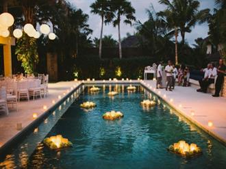 decoração de piscina para casamento vs decoração de salão