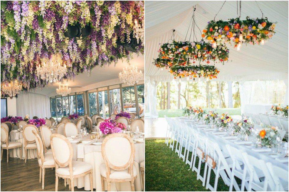 lustres de flores e folhagens