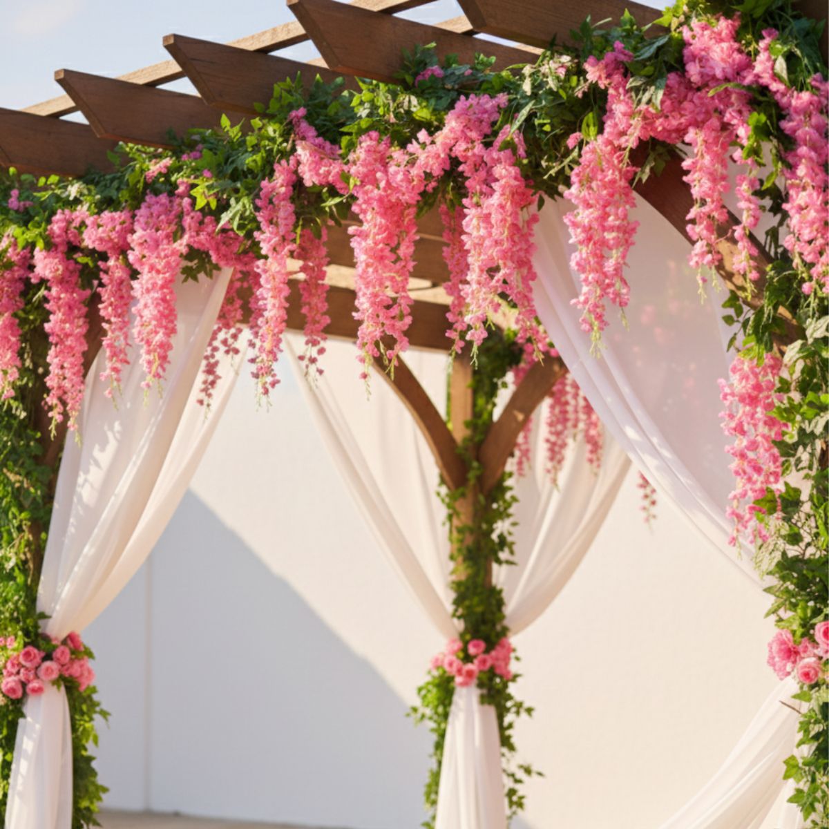 decoração boho chic com flores suspensas