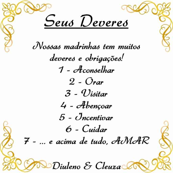 lista de deveres de padrinhos e madrinhas