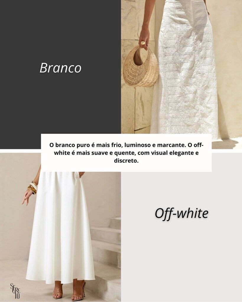 diferença vestido branco e off white