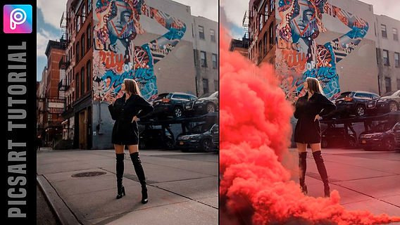 ensaio com fumaca colorida