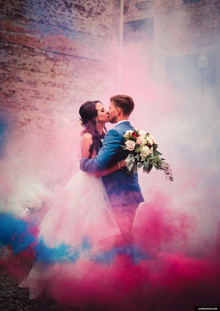 ensaio com fumaca colorida