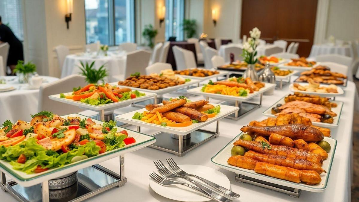 5 ideias de títulos:
1. A Importância da Integração entre Cozinha e Atendimento em Eventos
2. Guia Completo dos Tipos de Serviço de Buffet: Do Americano ao Fogo de Chão
3. Como Escolher a Equipe de Buffet Ideal para o Seu Casamento
4. O Papel Fundamental do Maitre na Gestão de Eventos Gastronômicos
5. Finger Food vs. Serviço Empratado: Qual o Melhor para Sua Festa Corporativa?