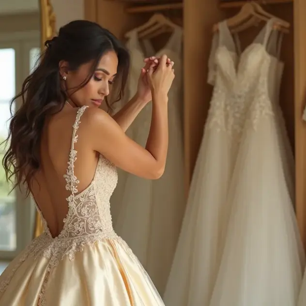 erros ao escolher vestido de noiva dourado para noite