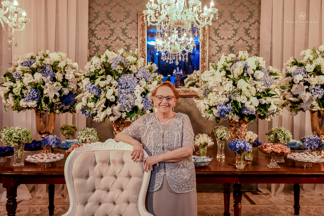 festa de 80anos mulher decoracao flores