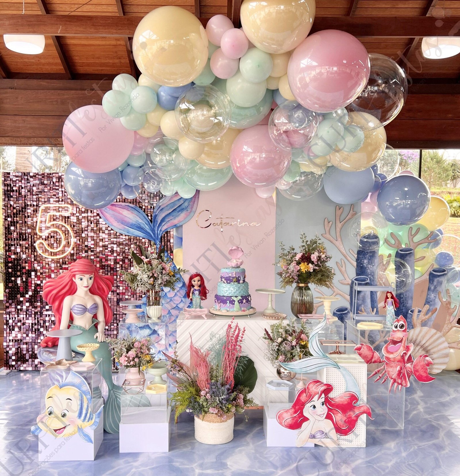 ideias criativas festa infantil Ariel