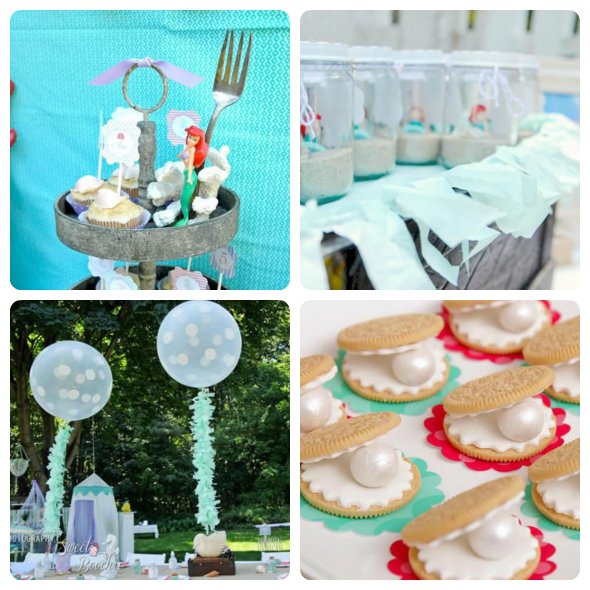 decoração mesa principal festa Ariel