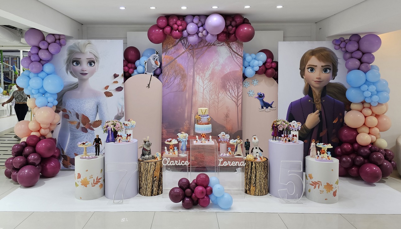 decoração festa frozen 2 vs festa frozen 1