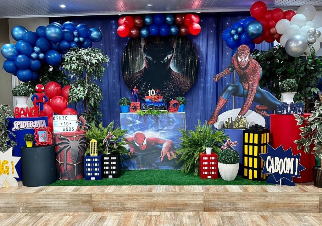 decoração festa homem aranha simples