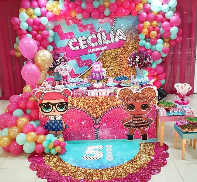 decoração lol surprise preto e rosa
