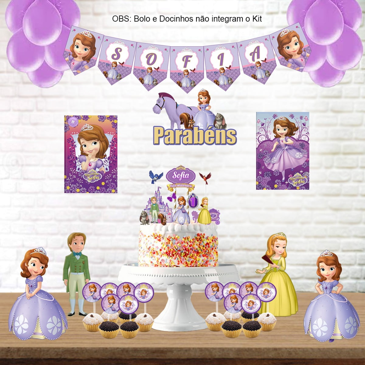 decoração pegue e monte princesa sofia