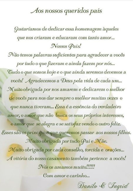 homenagem aos pais no casamento