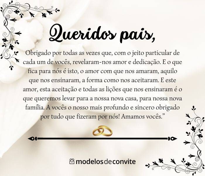 Presentes inesquecíveis para os pais dos noivos