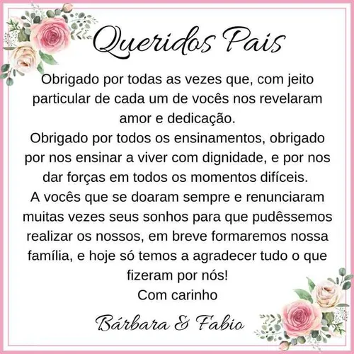 homenagem aos pais no casamento