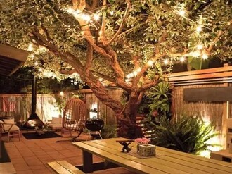iluminação de jardim para árvores
