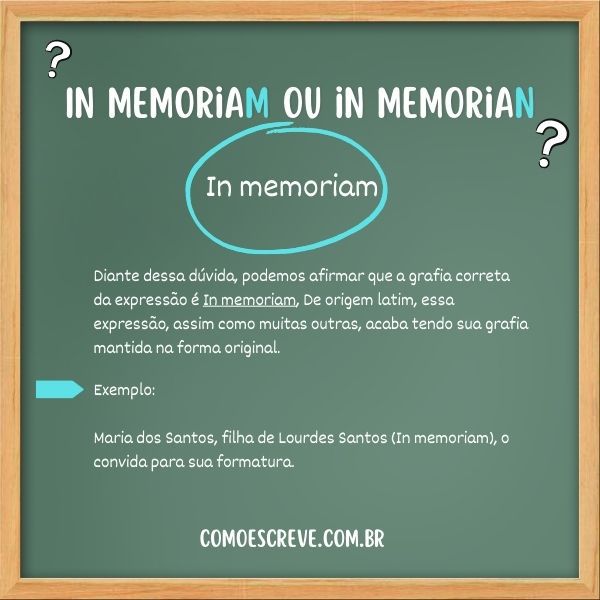 in memorian ou in memoriam