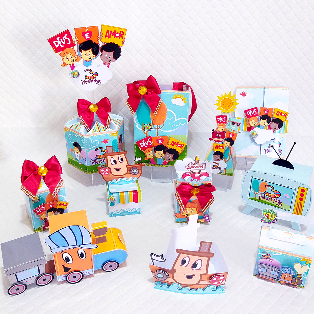 Kit de Lembrancinhas 3 Palavrinhas com apliques 3D
