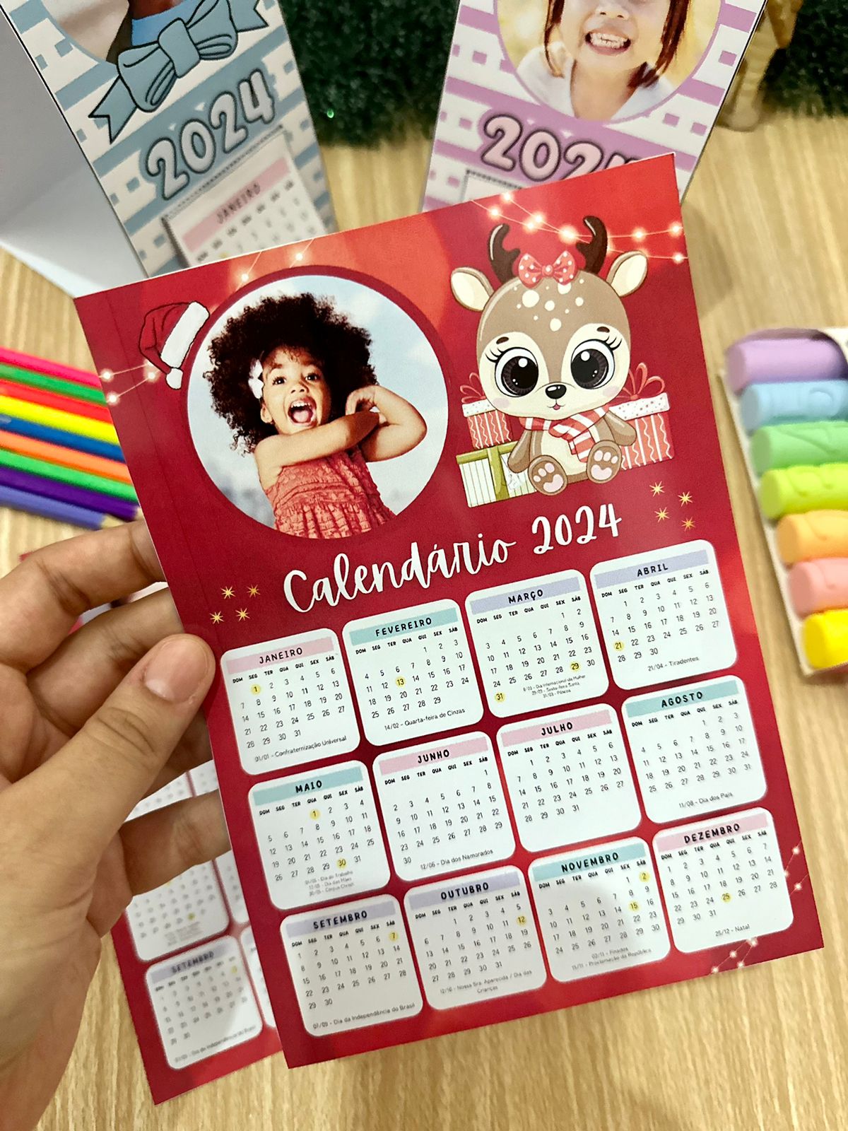 lembrancinha calendário batizado