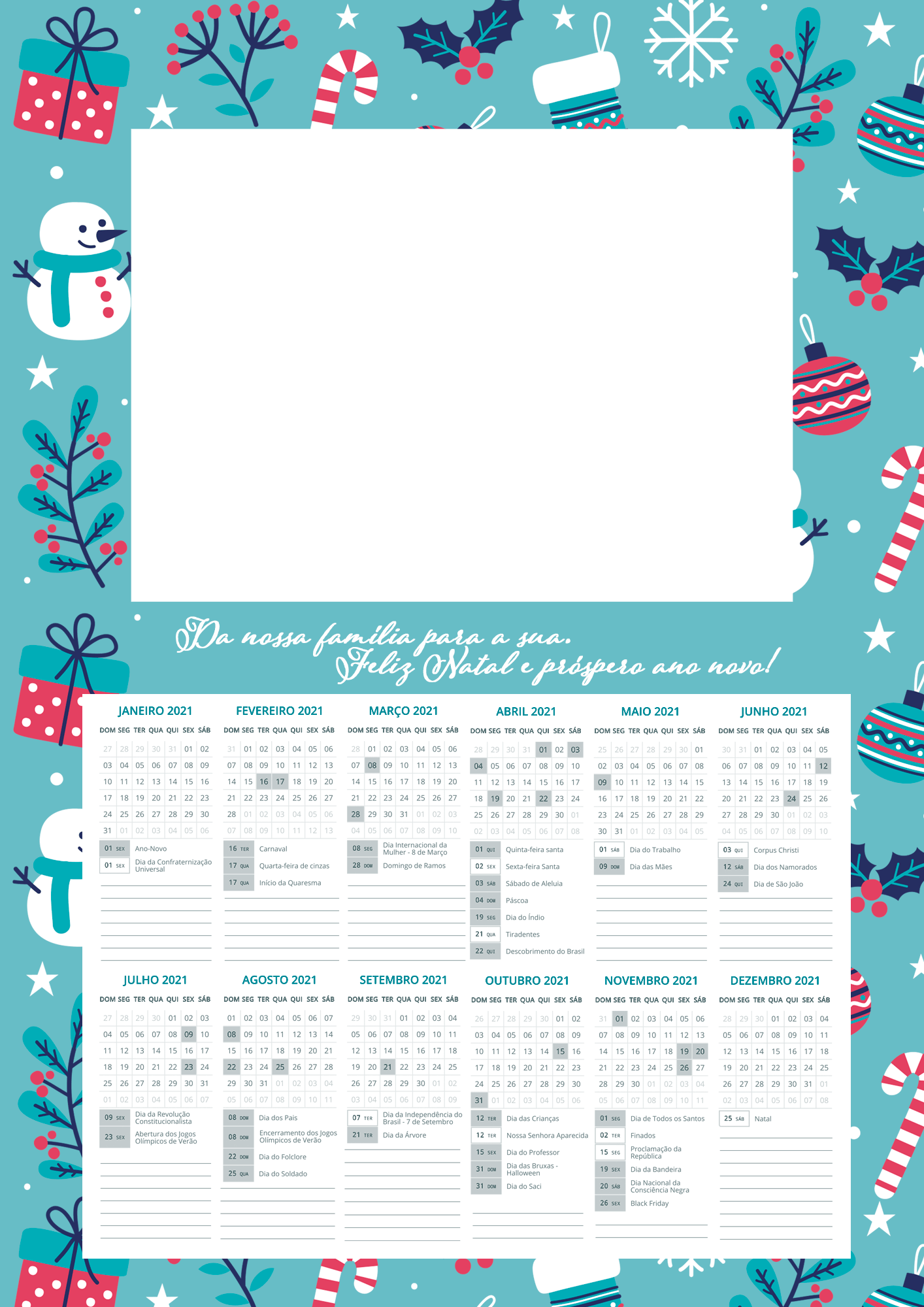 mini calendário personalizado