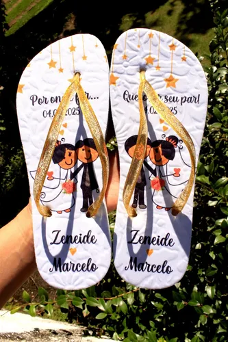 chinelos personalizados casamento vs sandálias